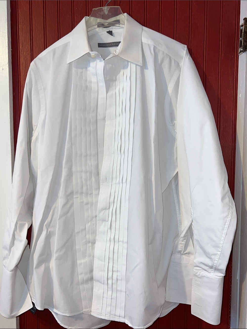 Geoffrey Beene White Pleated Front  Formal Dress Shirt 16/34